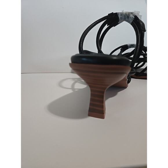 coutgo women's strappy heels sandals le strap kitten heels Summer Shoes Black - Picture 8 of 15